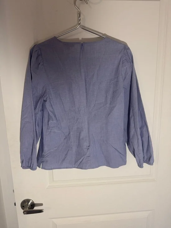 J. Crew Light Lavender Puff-Sleeve Crewneck Blouse - Picture 3 of 3